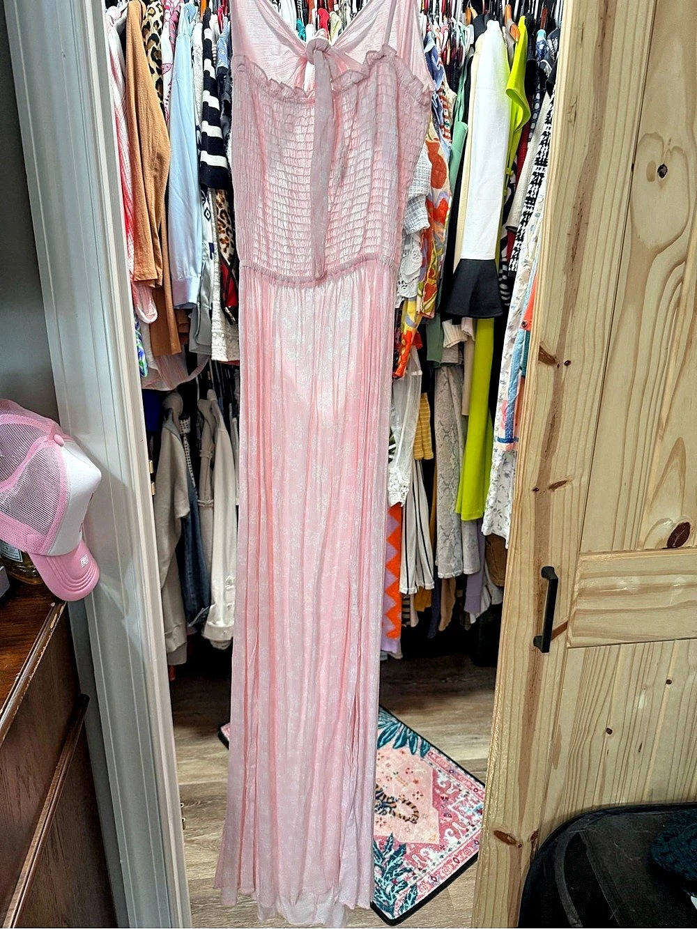 Pink Smocked Maxi Dress Like New